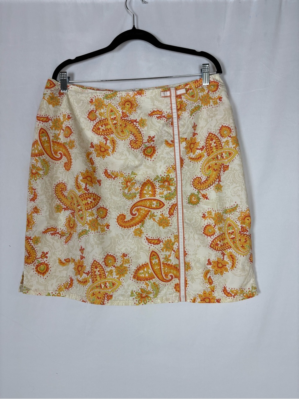 Paisley Mini Skirt in Cream with Orange & Yellow Accents